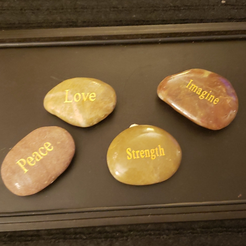Polished, Engraved Inspirational "Palm" Stones